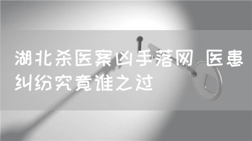 湖北殺醫(yī)案兇手落網(wǎng) 醫(yī)患糾紛究竟誰之過(圖1)
