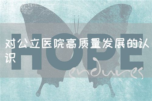 對(duì)公立醫(yī)院高質(zhì)量發(fā)展的認(rèn)識(shí)(圖1)